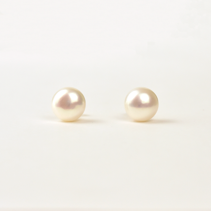 Pearl Button Studs in Yellow Gold - Goldmakers Fine Jewelry