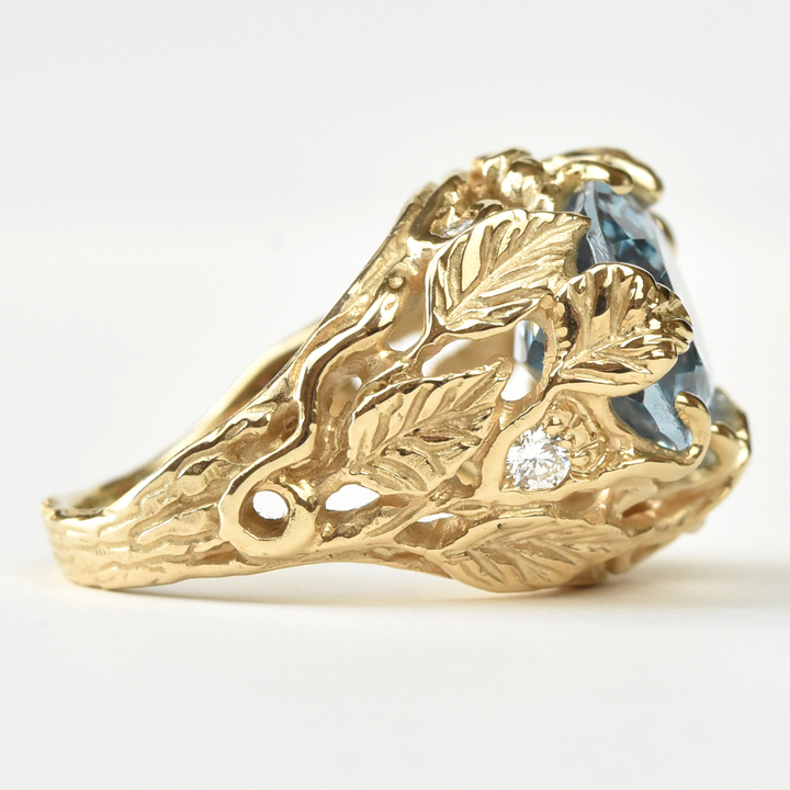 Blue Topaz and Diamond Cocktail Ring - Goldmakers Fine Jewelry