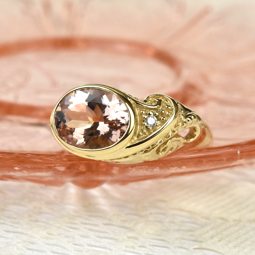 Morganite Paisley Cocktail Ring in Gold - Goldmakers Fine Jewelry