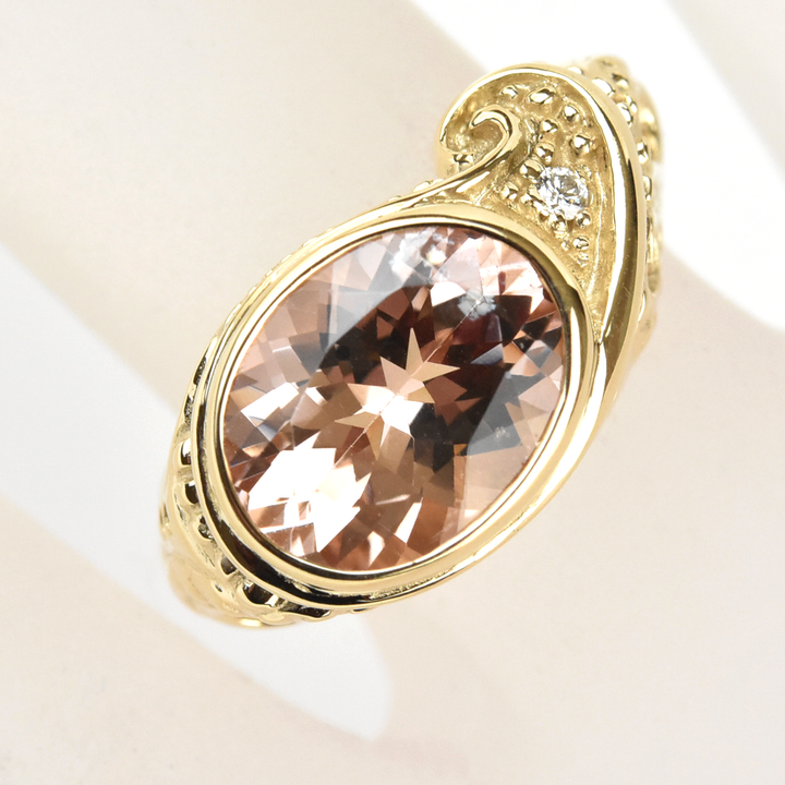 Morganite Paisley Cocktail Ring in Gold - Goldmakers Fine Jewelry