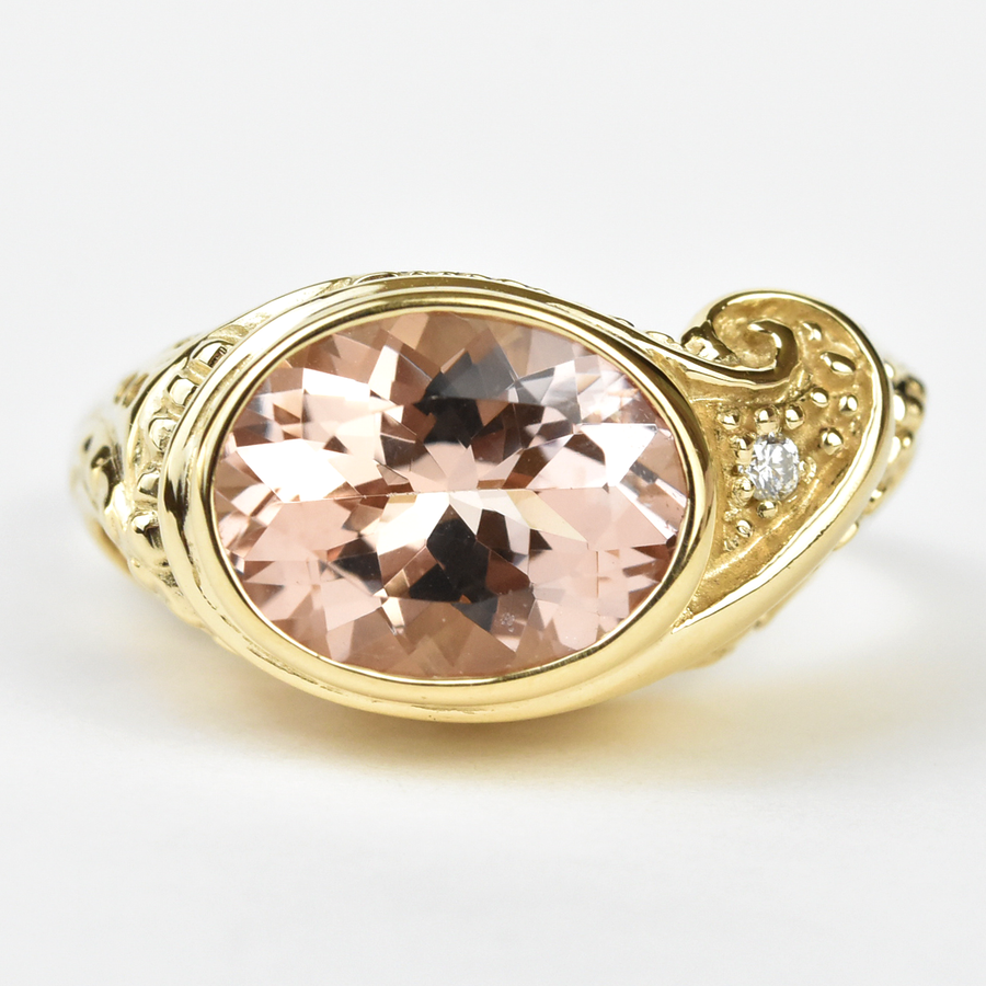 Morganite Paisley Cocktail Ring in Gold - Goldmakers Fine Jewelry