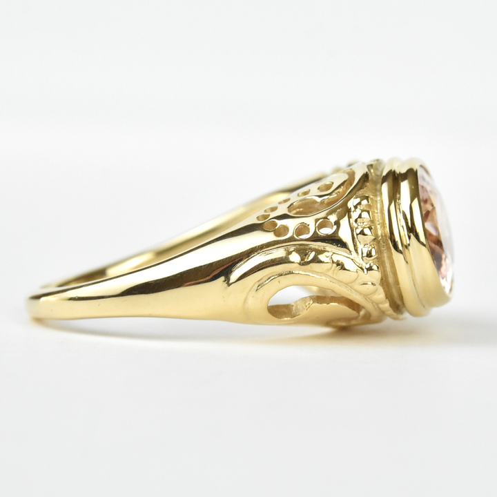 Morganite Paisley Cocktail Ring in Gold - Goldmakers Fine Jewelry