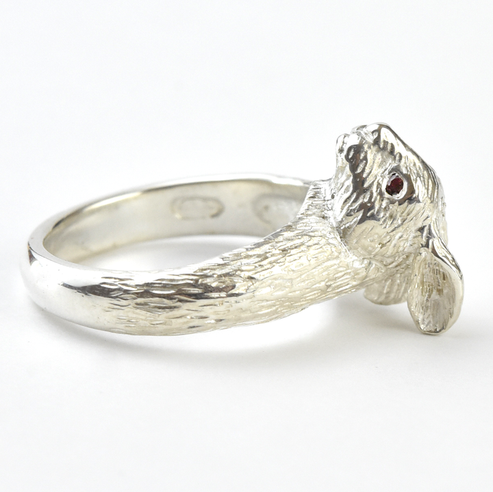 Sterling Silver Wild Rabbit Ring  with Rubies - Goldmakers Fine Jewelry