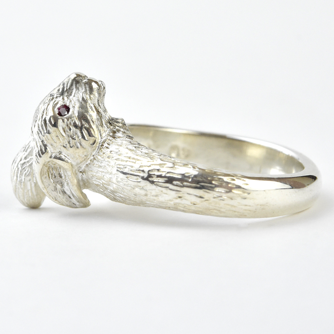 Sterling Silver Wild Rabbit Ring  with Rubies - Goldmakers Fine Jewelry