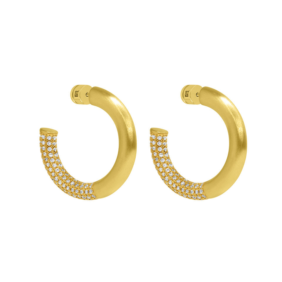 Signature Pave Small Hoops - Goldmakers Fine Jewelry