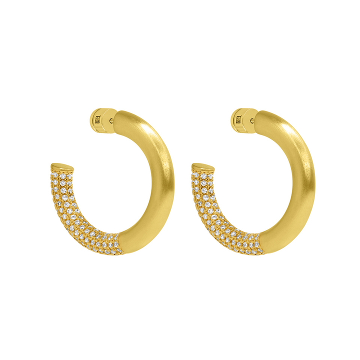 Signature Pave Small Hoops - Goldmakers Fine Jewelry