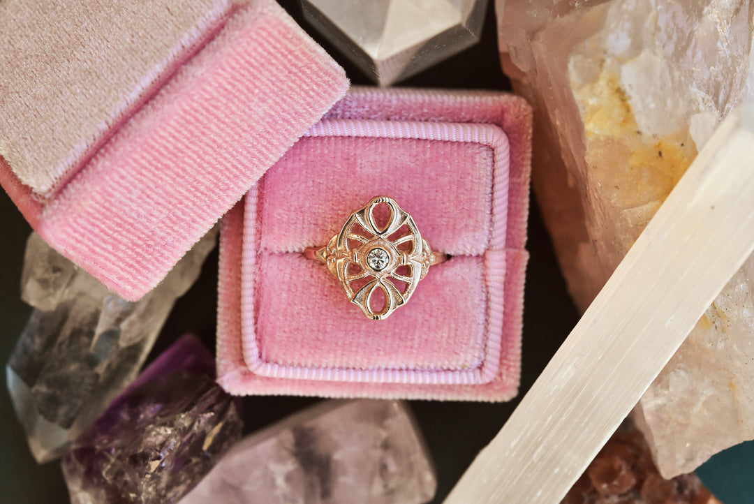 Petite Diamond Navette ring in Rose Gold - Goldmakers Fine Jewelry