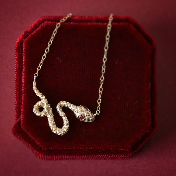 Serpent Collar in Gold With Ruby Eyes - Goldmakers Fine Jewelry