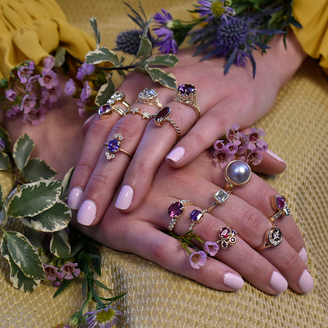 Rhodalite Garnet and Diamond Gold Cocktail Ring - Goldmakers Fine Jewelry
