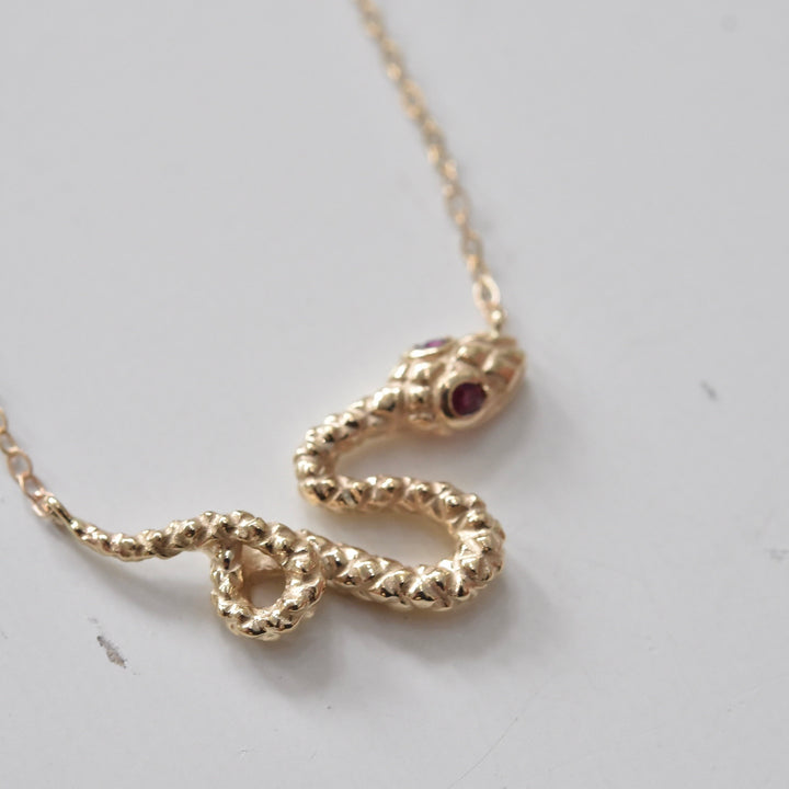 Serpent Collar in Gold With Ruby Eyes - Goldmakers Fine Jewelry