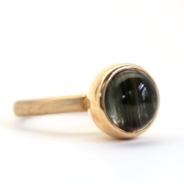 Cat's Eye Tourmaline Lollypop Ring in Gold - Goldmakers Fine Jewelry