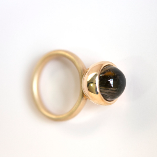 Cat's Eye Tourmaline Lollypop Ring in Gold - Goldmakers Fine Jewelry