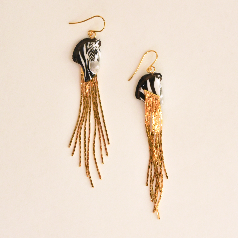 Zebra Fringe Earrings - Goldmakers Fine Jewelry