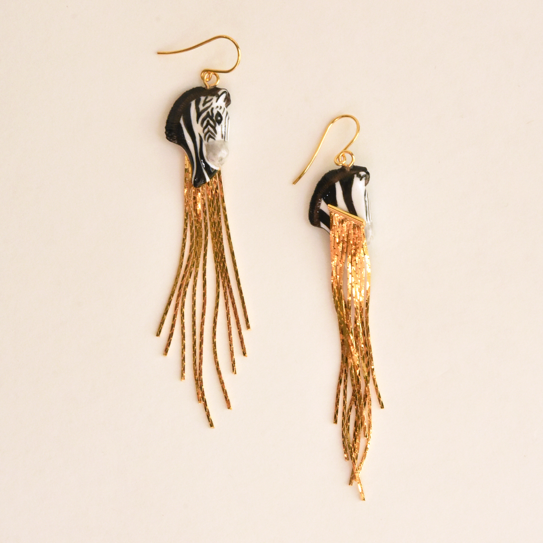 Zebra Fringe Earrings - Goldmakers Fine Jewelry