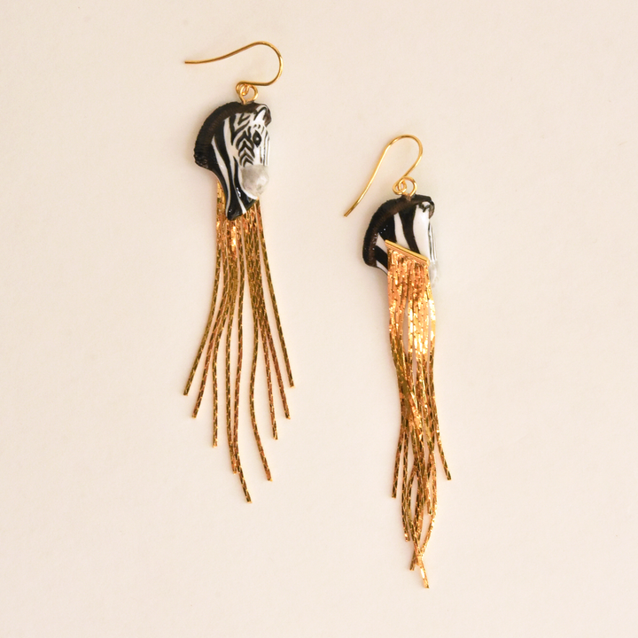 Zebra Fringe Earrings - Goldmakers Fine Jewelry