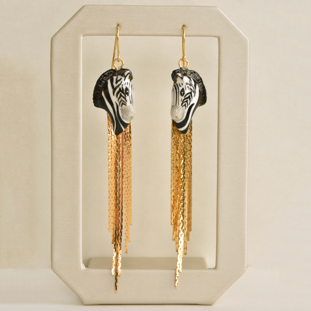 Zebra Fringe Earrings - Goldmakers Fine Jewelry
