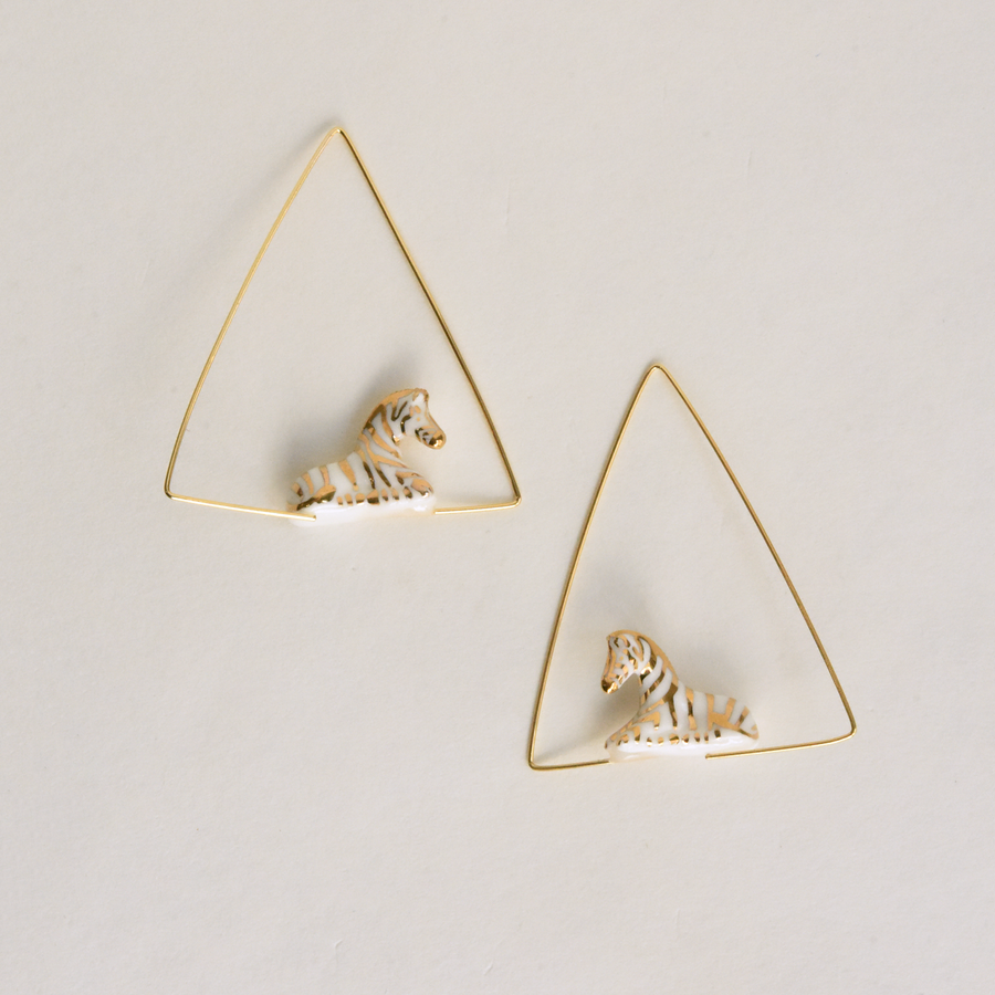 Golden Zebra Hoop Earrings - Goldmakers Fine Jewelry