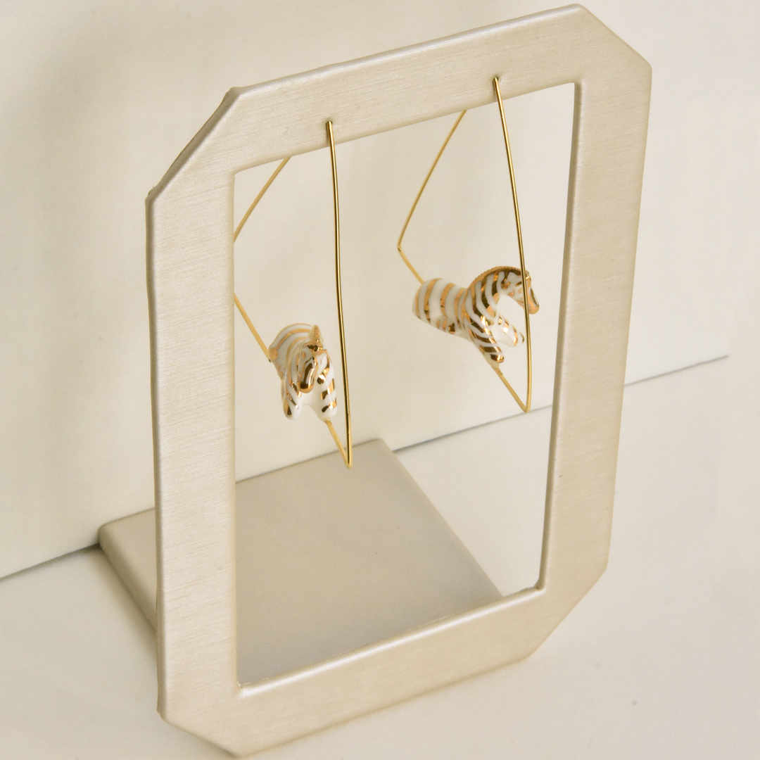 Golden Zebra Hoop Earrings - Goldmakers Fine Jewelry