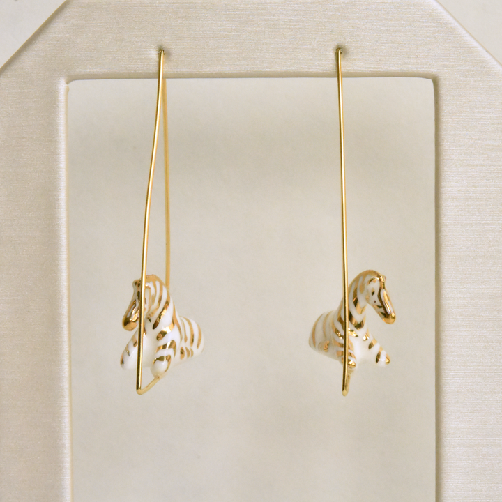 Golden Zebra Hoop Earrings - Goldmakers Fine Jewelry