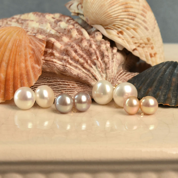 Pearl Button Studs in Yellow Gold - Goldmakers Fine Jewelry