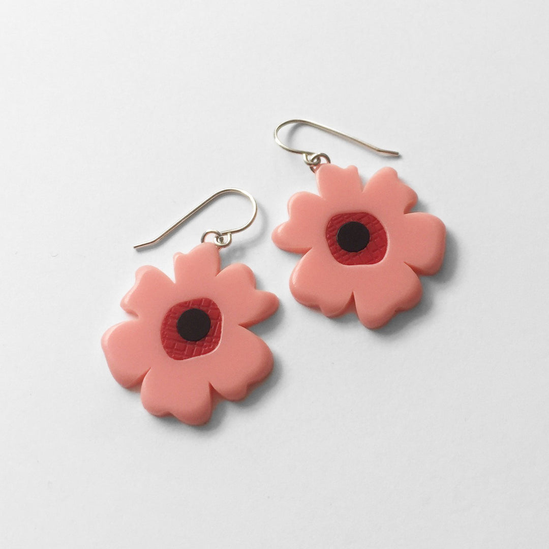 Small Pink Poppy Earrings - Goldmakers Fine Jewelry