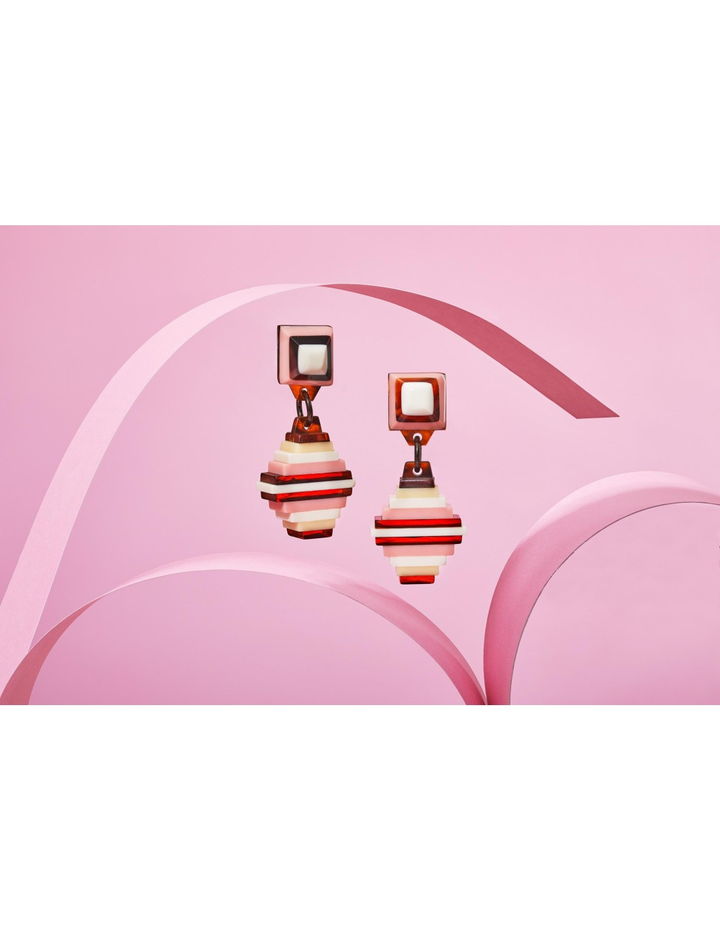 Souvenir Rectangle Dangles in Rose - Goldmakers Fine Jewelry