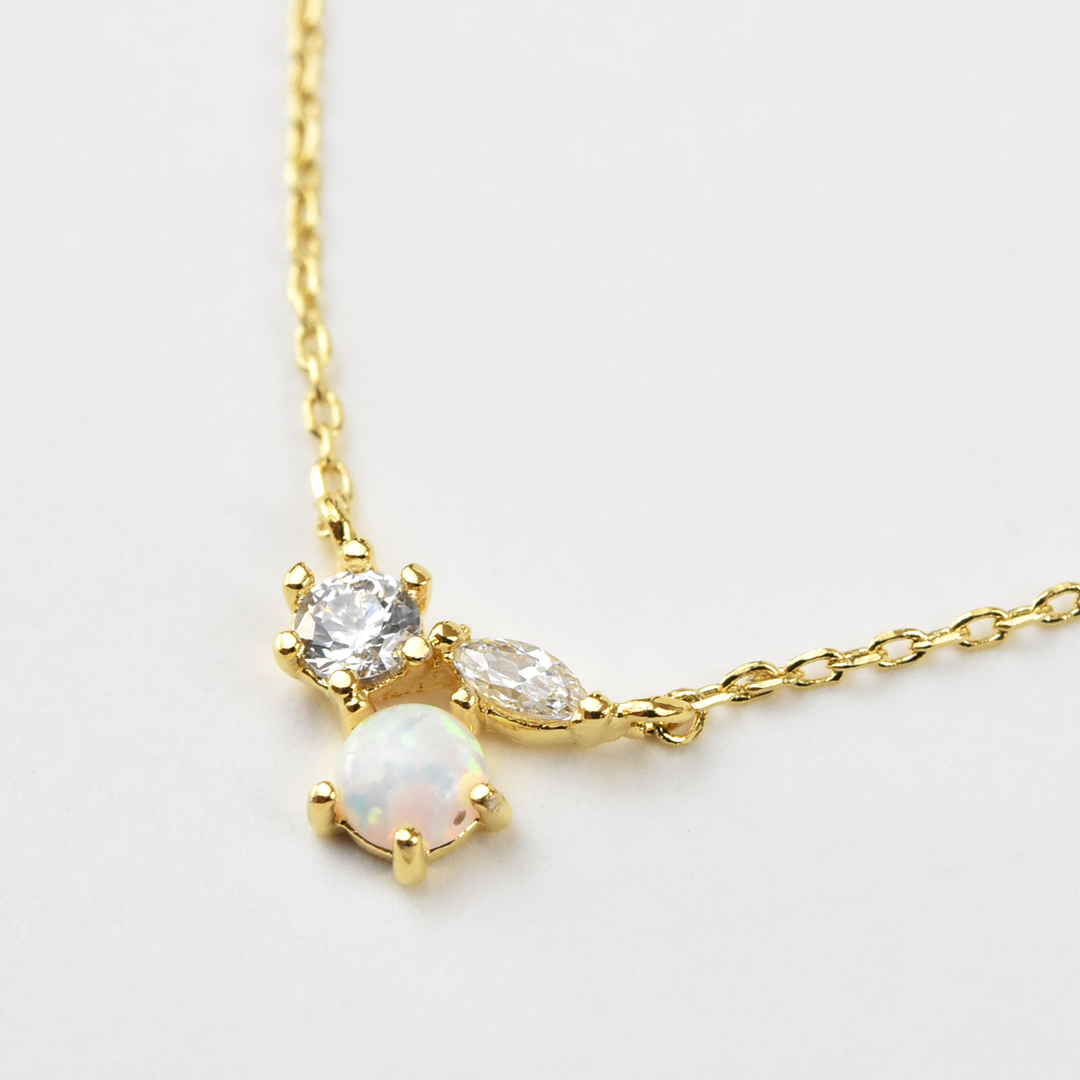 Theia petite opal and crystal cluster necklace 