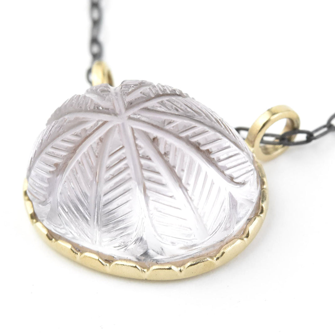 Large Carved Amethyst Necklace in 14k Bezel