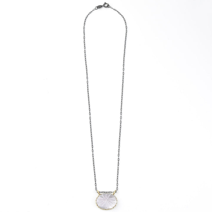 Large Carved Amethyst Necklace in 14k Bezel