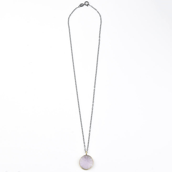 Small Carved Amethyst Necklace in 14k Bezel