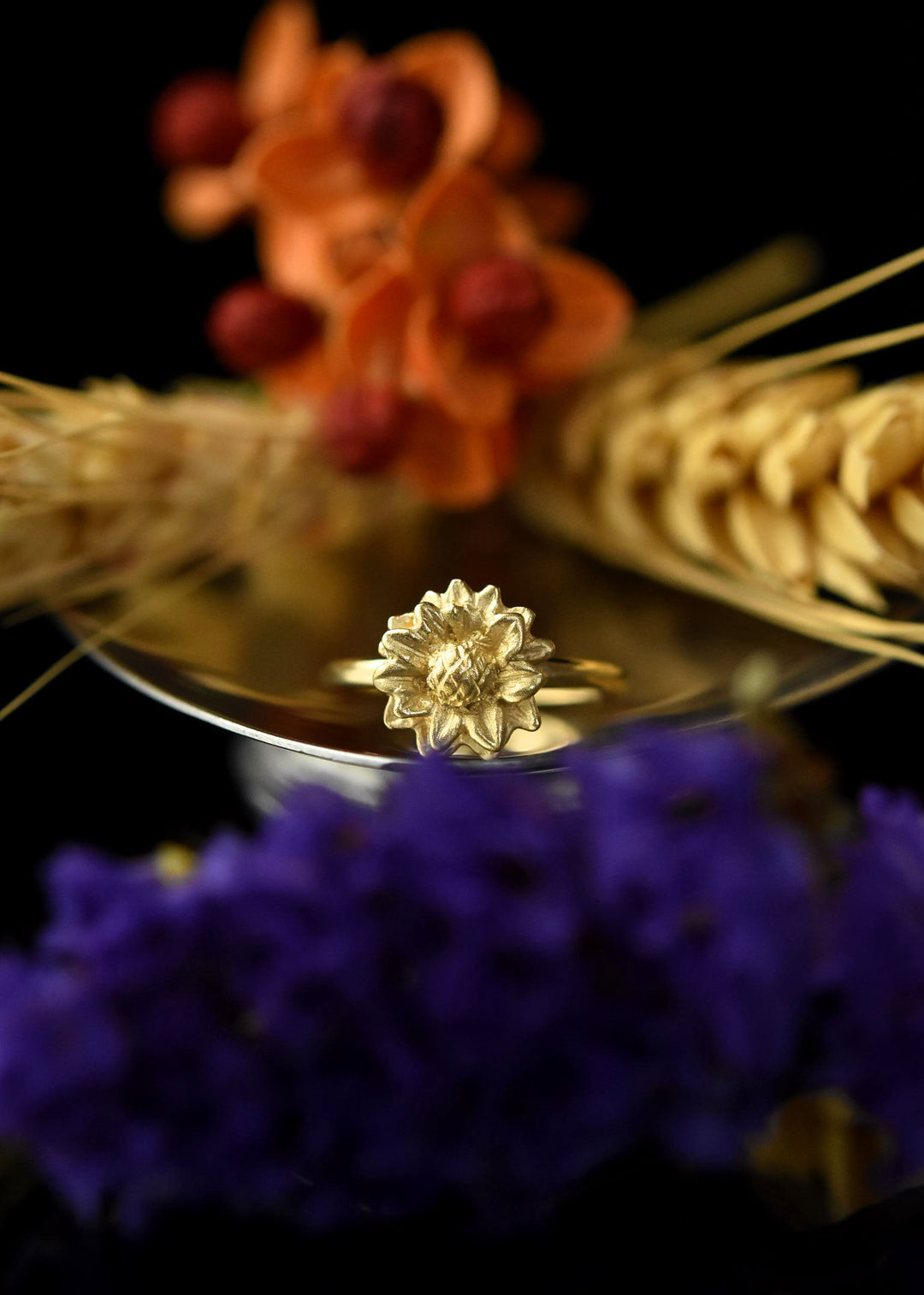 Sunflower Ring in 10k Yellow Gold