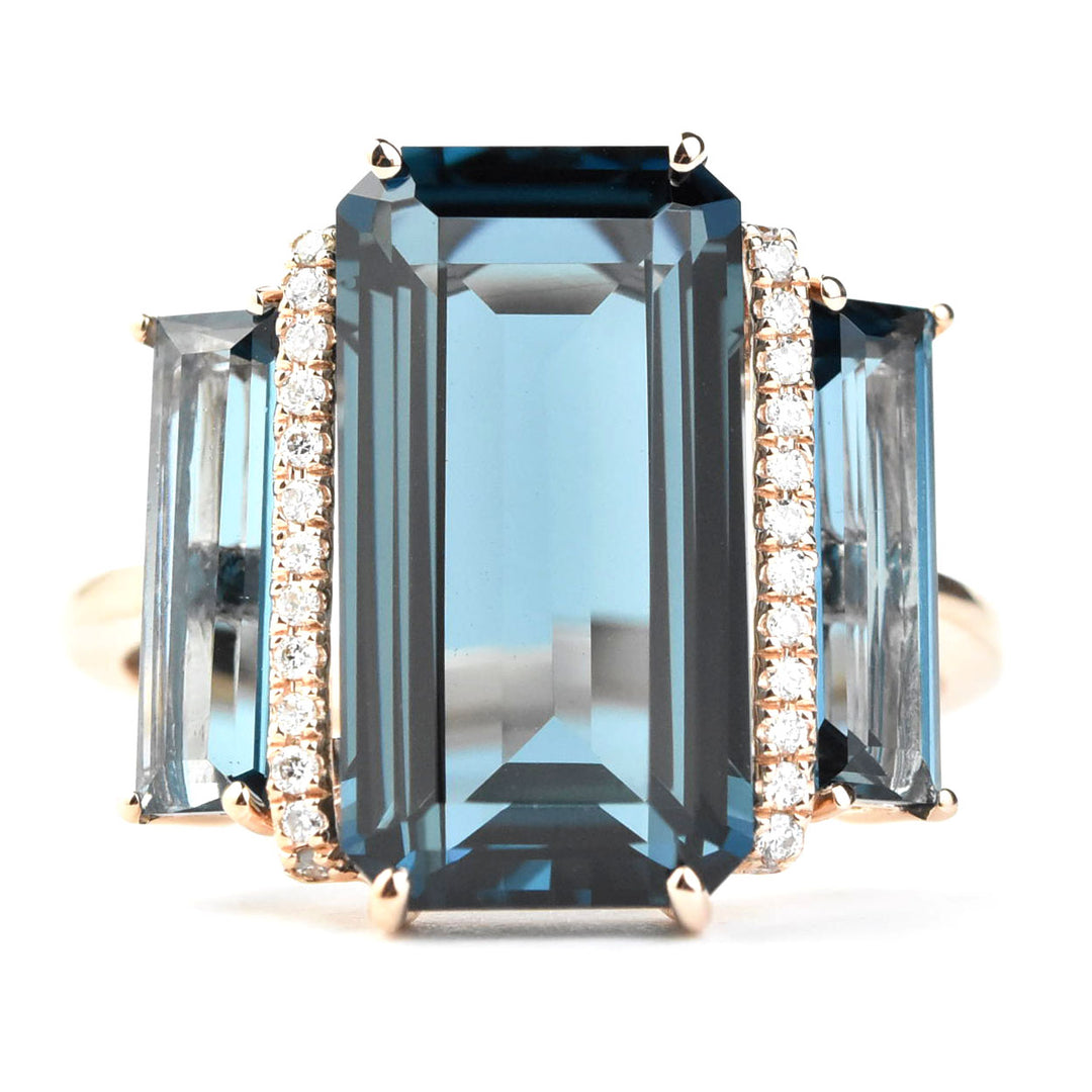 London Blue Topaz and Diamond Cocktail Ring