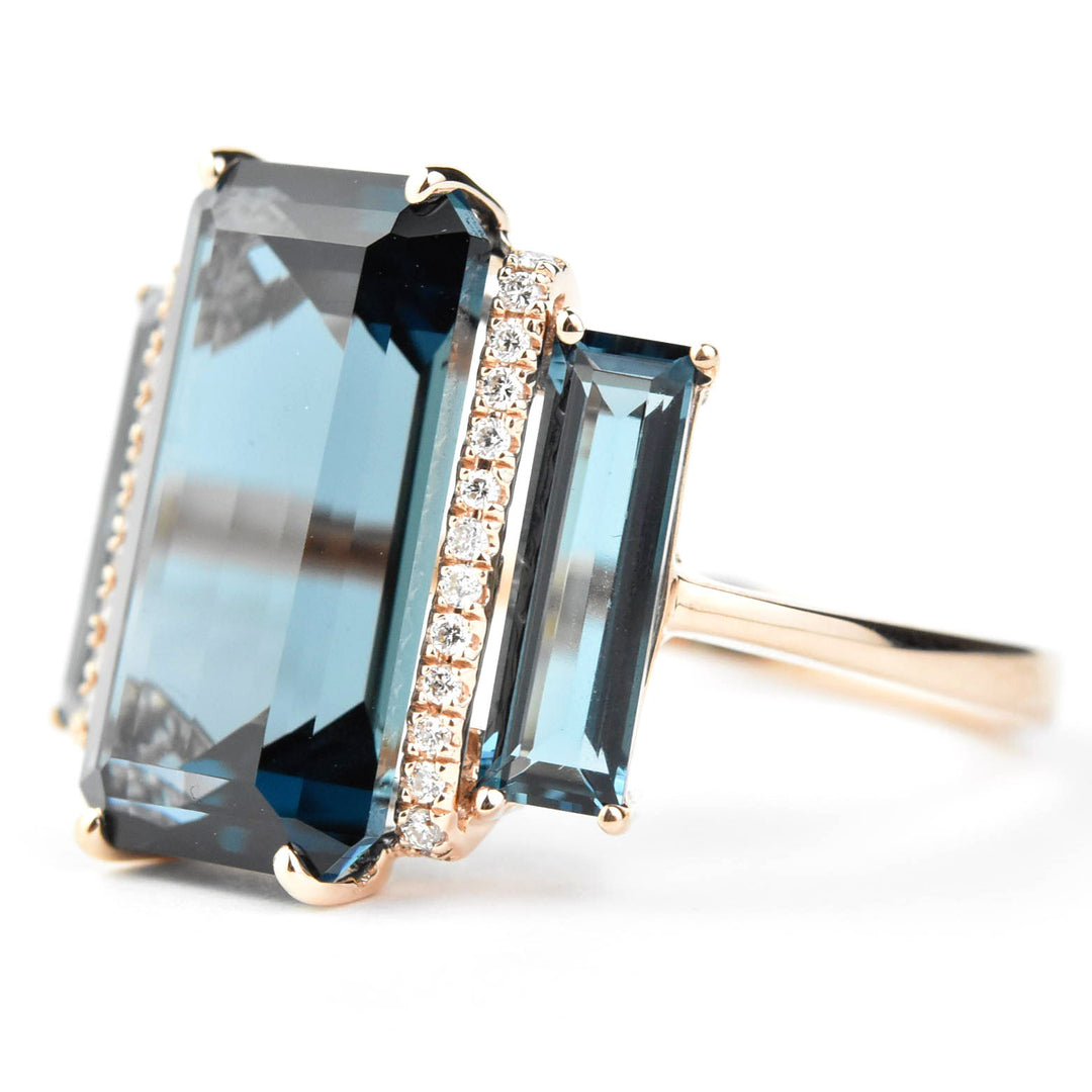 London Blue Topaz and Diamond Cocktail Ring