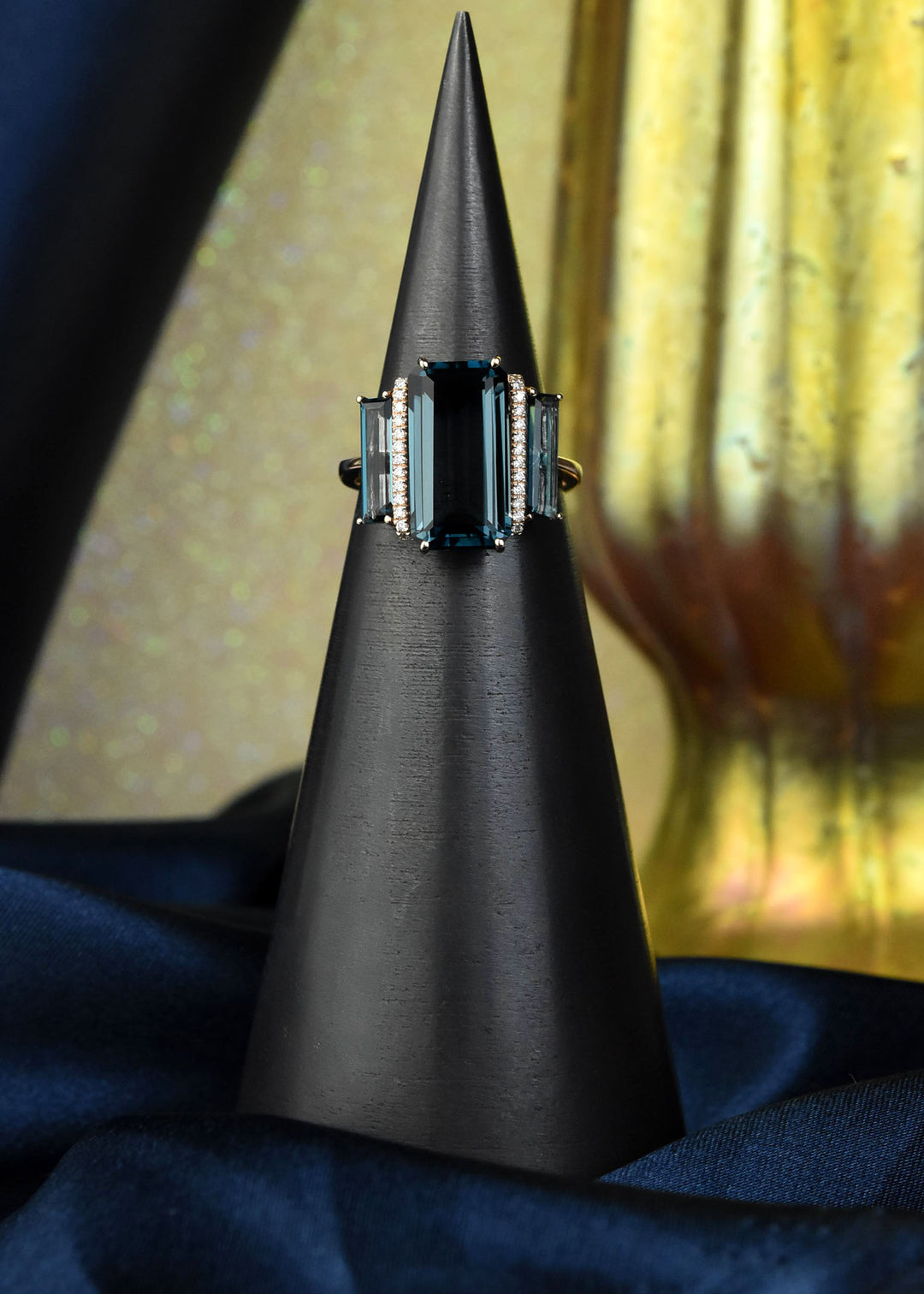 London Blue Topaz and Diamond Cocktail Ring