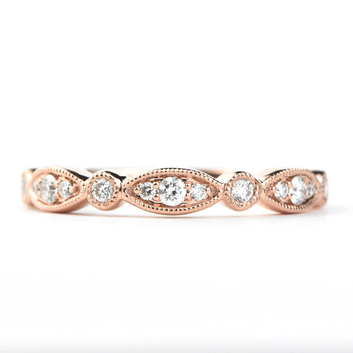 Diamond Almond Band in 14k Rose Gold - Goldmakers Fine Jewelry