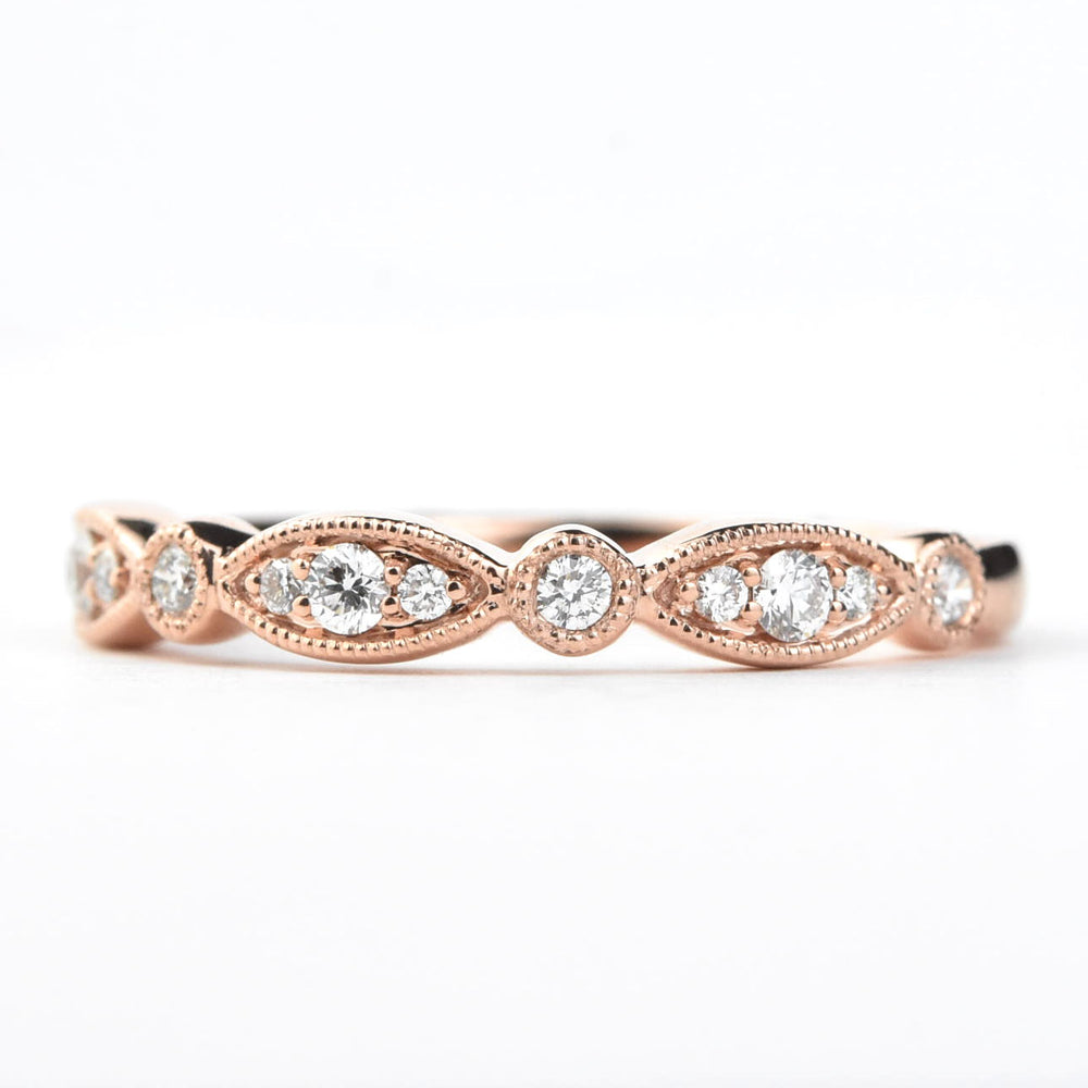 Diamond Almond Band in 14k Rose Gold - Goldmakers Fine Jewelry