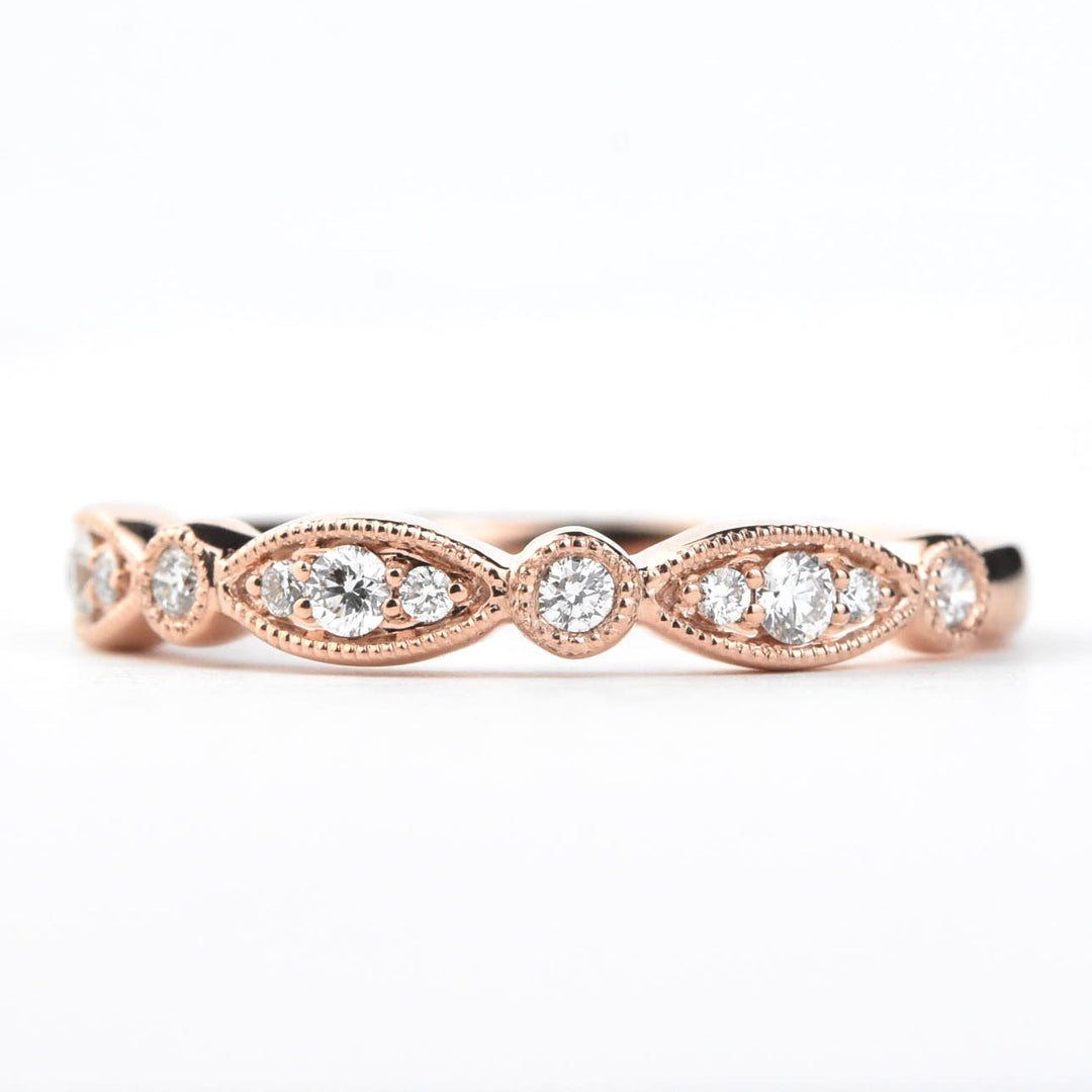 Diamond Almond Band in 14k Rose Gold - Goldmakers Fine Jewelry