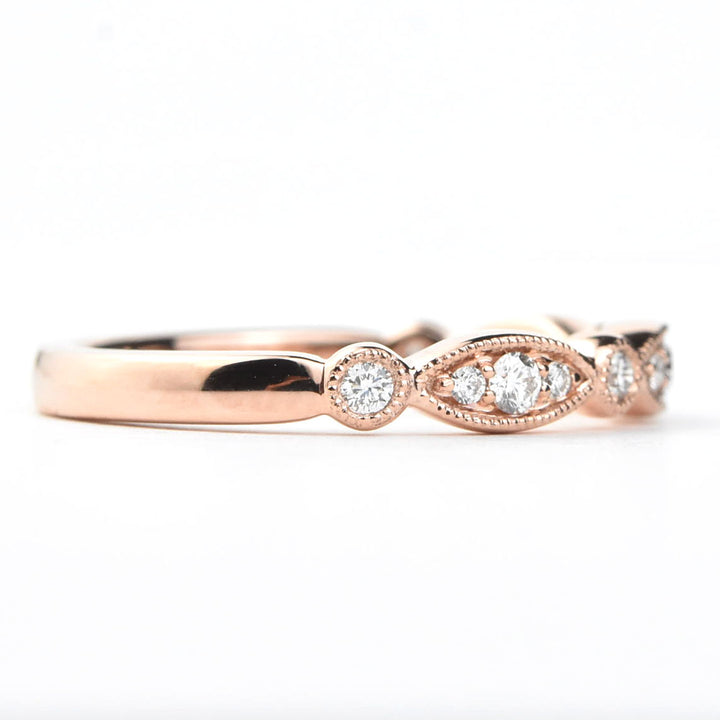 Diamond Almond Band in 14k Rose Gold - Goldmakers Fine Jewelry