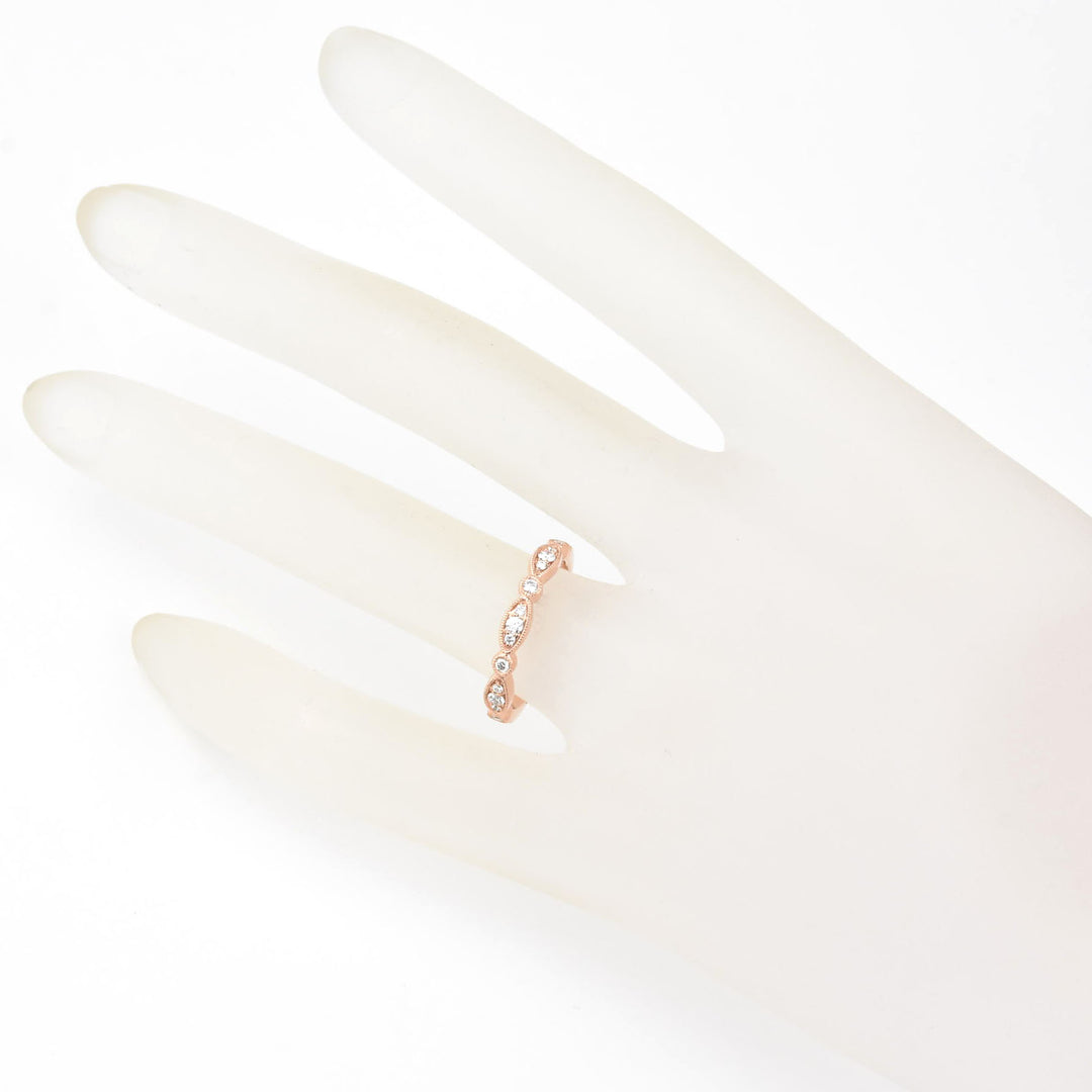 Diamond Almond Band in 14k Rose Gold - Goldmakers Fine Jewelry