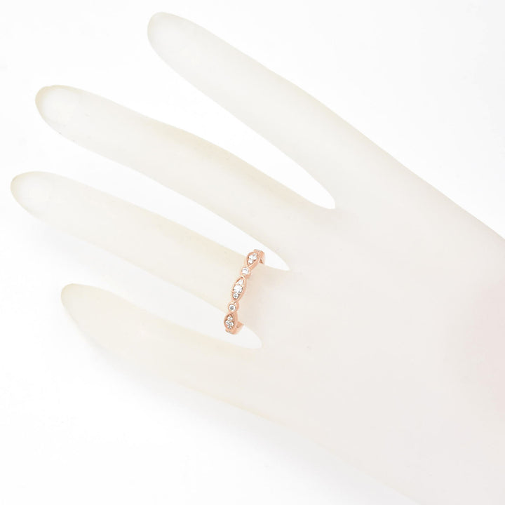 Diamond Almond Band in 14k Rose Gold - Goldmakers Fine Jewelry