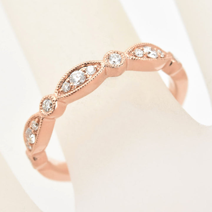 Diamond Almond Band in 14k Rose Gold - Goldmakers Fine Jewelry
