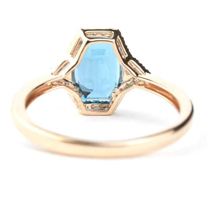 London Blue Topaz and Diamond Ring in 14k Rose Gold