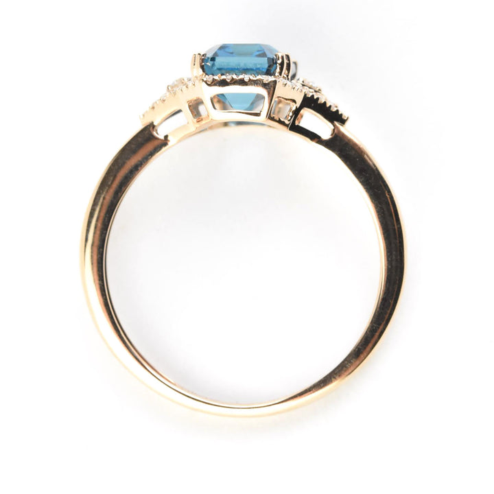 London Blue Topaz and Diamond Ring in 14k Rose Gold