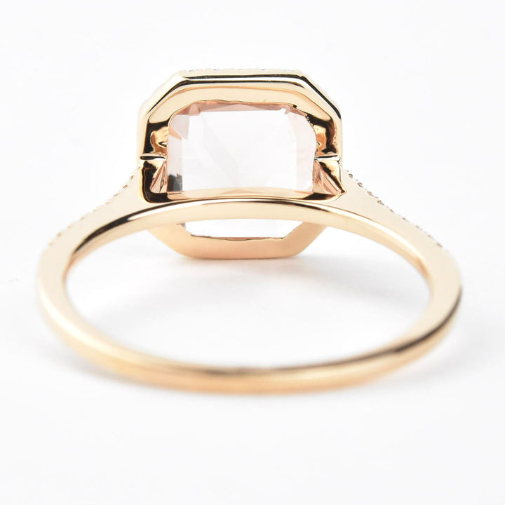 Cushion-Cut Morganite and Diamond Halo Ring