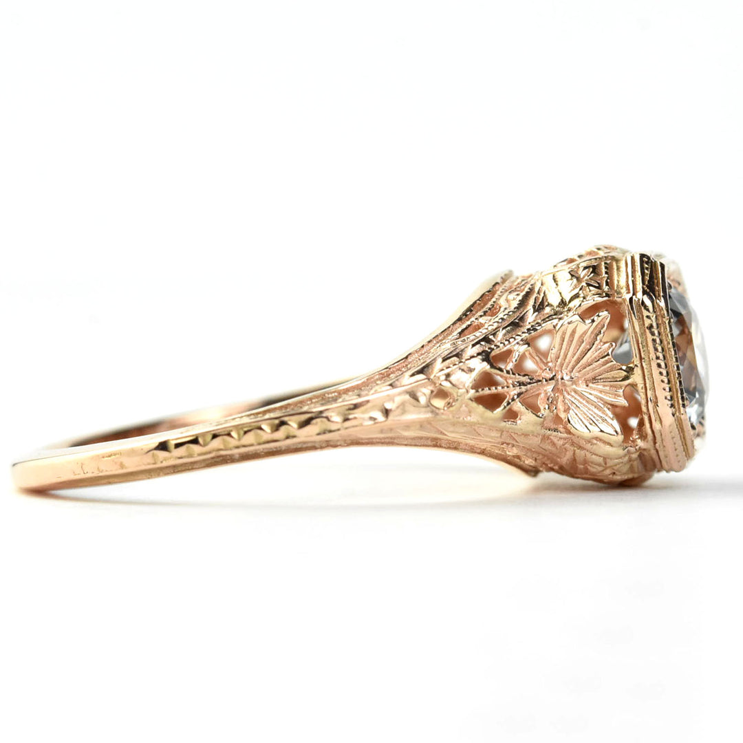 Violet Montana Sapphire Filigree Ring in 14k Rose Gold