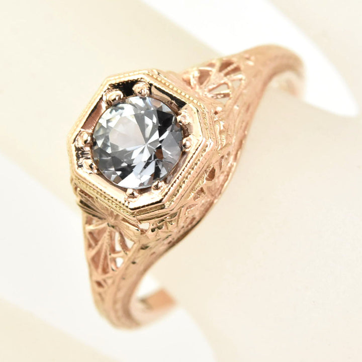 Violet Montana Sapphire Filigree Ring in 14k Rose Gold