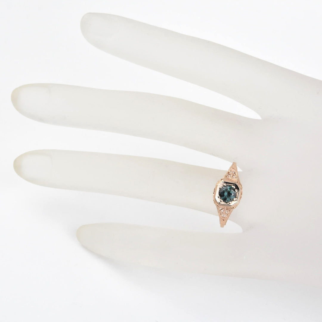 Montana Sapphire Filigree Ring in 14k Rose Gold - Goldmakers Fine Jewelry