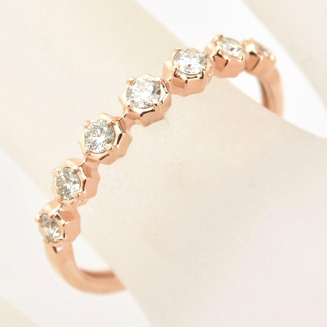 Scalloped Bezel Diamond Bands, Rose and Yellow Gold - Goldmakers Fine Jewelry