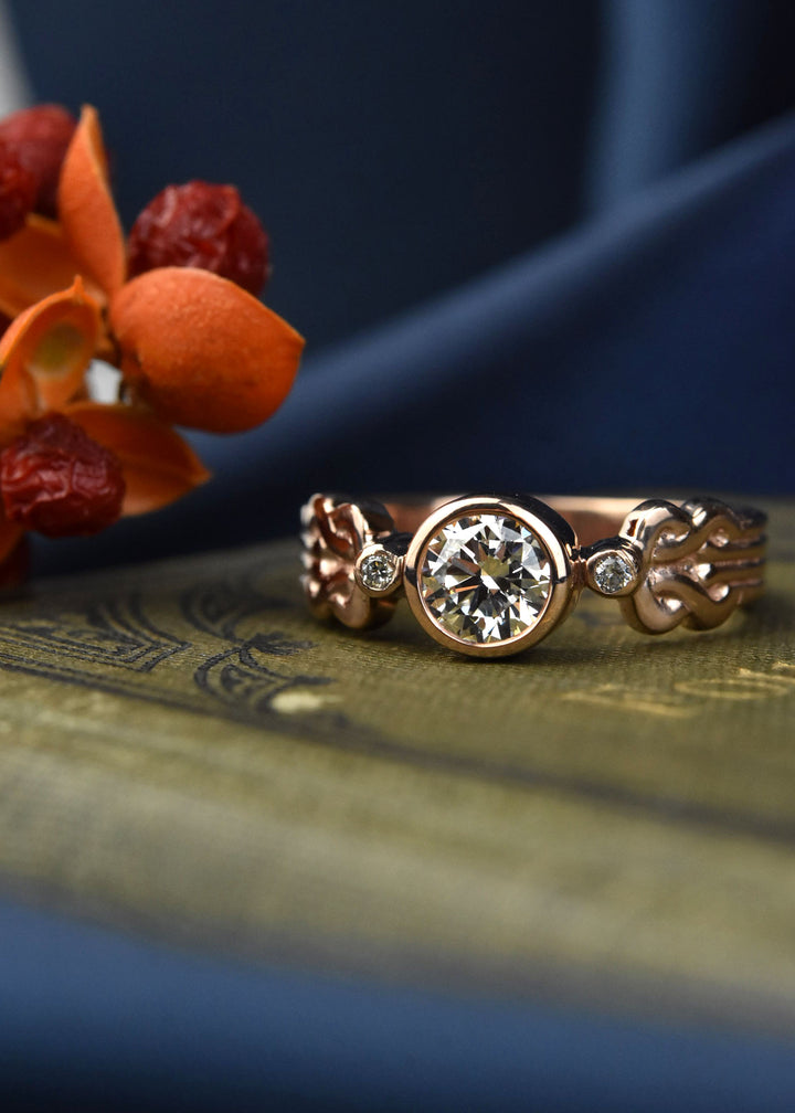 Celtic Diamond Engagement Ring in Rose Gold