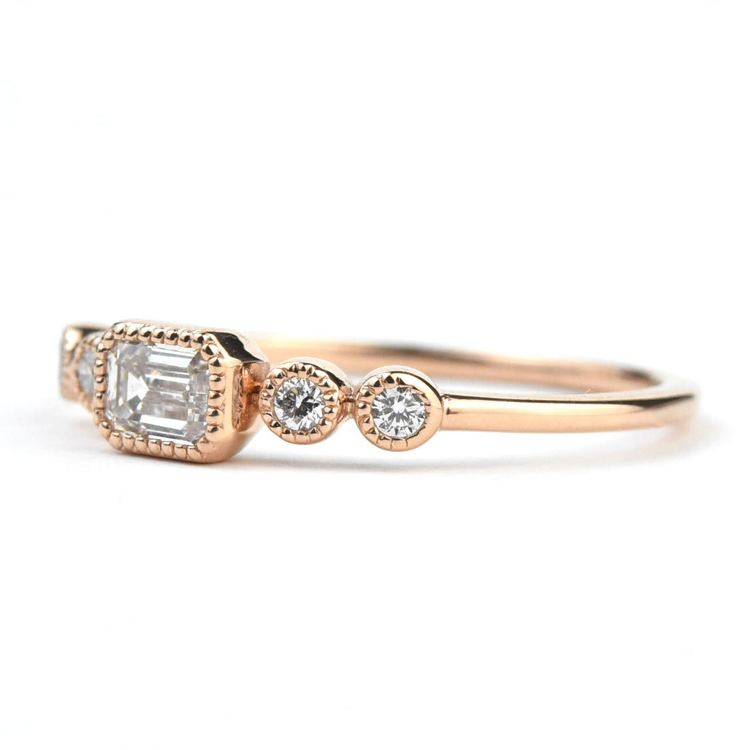 Delicate Rose Gold Emerald Cut Diamond Band - Goldmakers Fine Jewelry